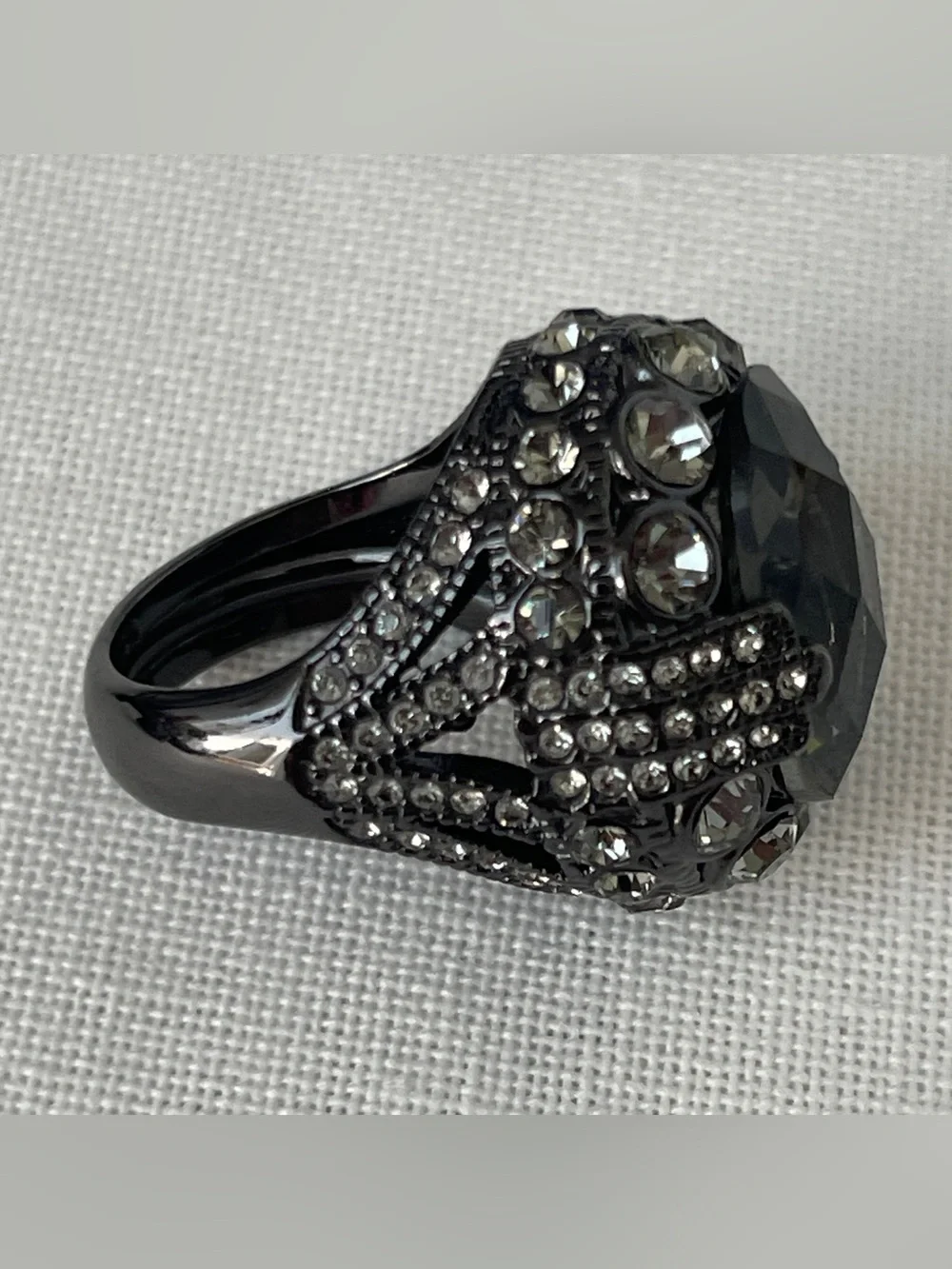 Bloomingdale’s Black Crystal Cocktail Ring - Women Jewelry NWO